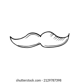 Vector of sketch doodle, mustache icon on isolated background