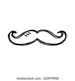 Vector of sketch doodle, mustache icon on isolated background