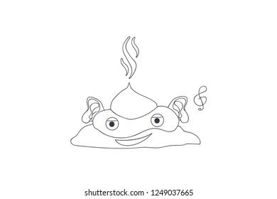 Vector Sketch Doodle Poop. Hand Drawn Piece of Shit. Turd listening to music.