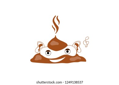  Vector Sketch Doodle Poop. Hand Drawn Piece of Shit. Turd listening to music.