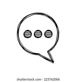 Vector of sketch doodle, speech bubble icon on isolated background