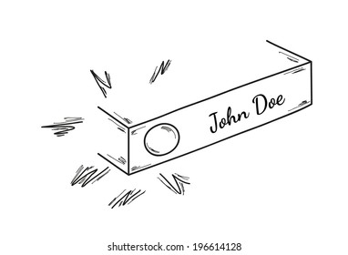 vector, sketch of the doorbell with name John Doe