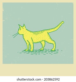 vector sketch drawing cat looking
