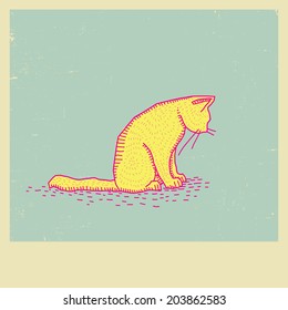 vector sketch drawing cat sitting
