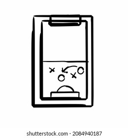 a vector sketch drawing depicting a board with paper containing strategies in a football game