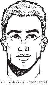 Vector sketch drawing of handsome man's face