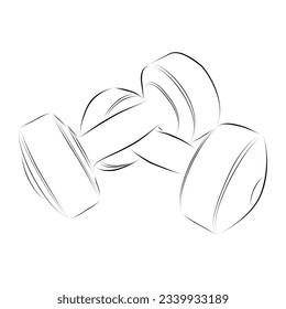 vector sketch dumbbell, dumbbel dumbell, isolated on white
