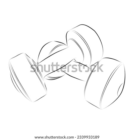 vector sketch dumbbell, dumbbel dumbell, isolated on white
