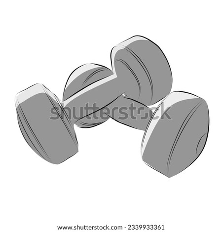 vector sketch dumbbell, dumbbel dumbell, isolated on white

