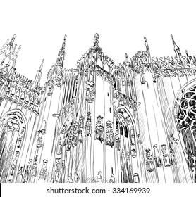 Vector sketch of the Duomo di Milano.