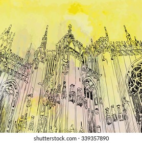 Vector sketch of the Duomo di Milano.