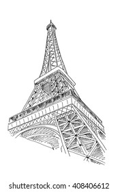 vector sketch of Eifel tower. Paris, France.