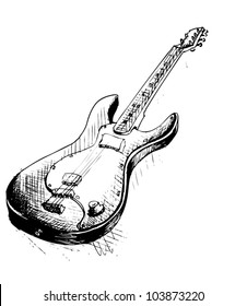 Vector Sketch Of An Electric, Guitar