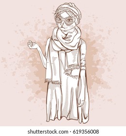 Vector sketch of elegant cat