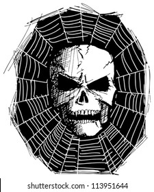 Vector sketch evil monster skull for halloween