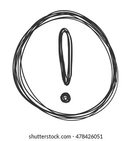 Vector Sketch Exclamation Mark in the Circle