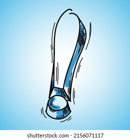 Vector sketch exclamation mark. Exclamation mark doodle icon vector drawing. 