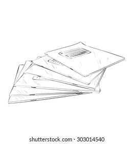 Vector sketch of exercise books. Hand draw illustration.