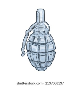 Vektorgrafik von F-1-Granate. Combat grenade Illustration. Einzeln auf weißem Hintergrund.