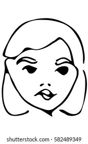 vector sketch of the face of a beautiful young girl