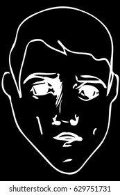 vector sketch of a face of a young man