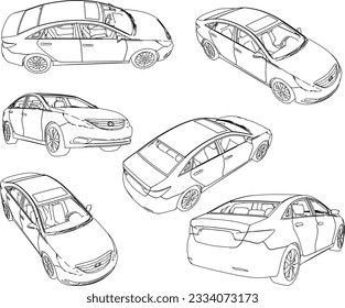 Vector sketch of family city car cartoon illustration for outing