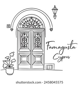 vector sketch of the famous town of famagusta in the cyprus