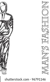 Vector sketch of fashionable men, the background