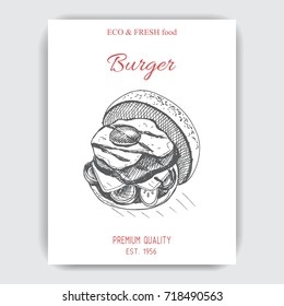 Vector sketch of fast food menu - burger