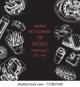 Vector sketch of fast food pub menu
