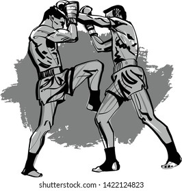 the vector sketch of fighter man