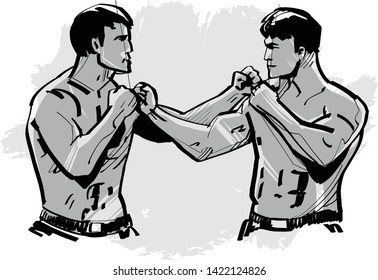 the vector sketch of fighter man
