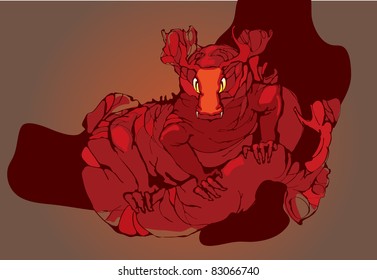 Vector sketch of fire dragon