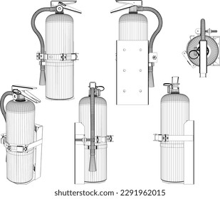 Vector sketch of fire extinguisher illustration