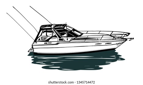 the vector sketch of fishing boat