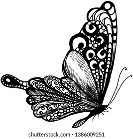 vector sketch floral with butterfly