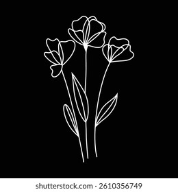 vector sketch of flower on a dark background. hand drawn illustration of a flower.