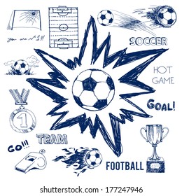 Vector sketch of football elements
