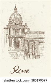 vector sketch of Foro Romano. Rome. Italy.