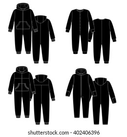 Vector sketch. Four overalls.