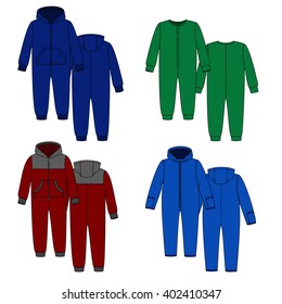 Vector sketch. Four overalls.