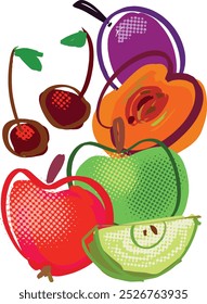 Vector sketch of the fruits and berries