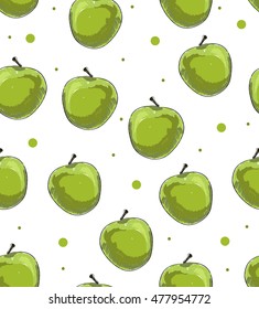 Vector sketch fruits seamless background. icon vector set.  illustration of ink cute fruits. Hand drawn sketch for design. Apple vector