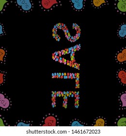 Vector sketch. Gift certificate, voucher, coupon template with watercolor paint textured watermelon on trendy striped background. Sale lettering in black, blue and orange colors. Seamless pattern.