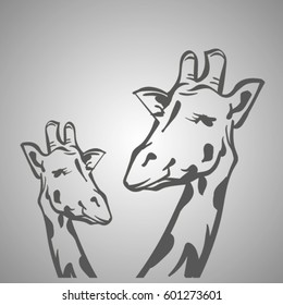 vector sketch of giraffe