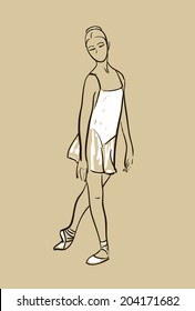 vector sketch of girl's ballerina standing in a pose