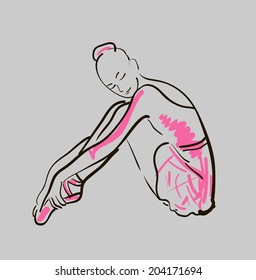 vector sketch of girl's ballerina standing in a pose