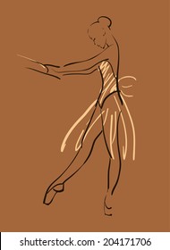 vector sketch of girl's ballerina standing in a pose