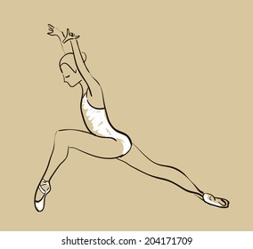 vector sketch of girl's ballerina standing in a pose