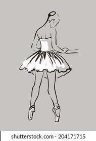 vector sketch of girl's ballerina standing in a pose